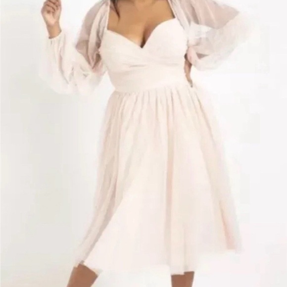 Eloquii Dresses & Skirts - Eloquii Nabela Noor Peach Pink Tiered Puff Sleeve Glinda Style Dress Size 16 NEW